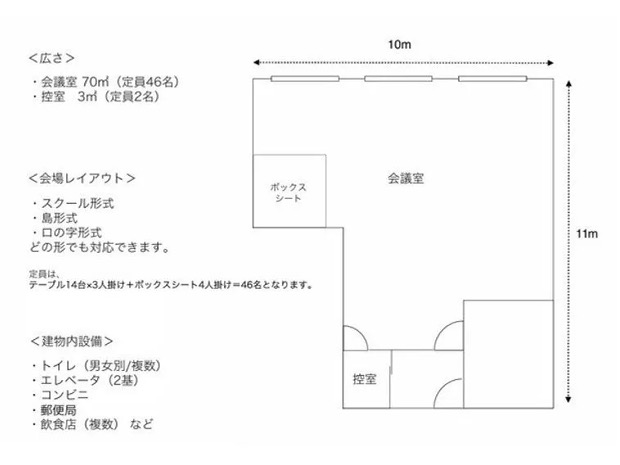 室内レイアウト図|新宿アイタウン会議室